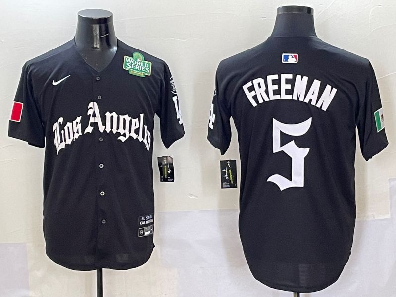 Men Los Angeles Dodgers #5 Freeman Black Five generations Joint Name 2025 Nike MLB Jersey style 10->los angeles dodgers->MLB Jersey